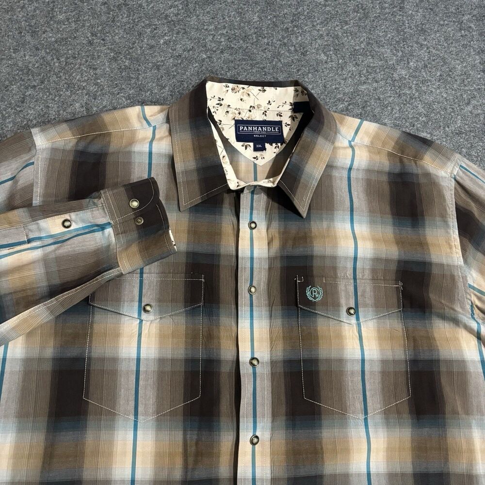 Panhandle Select Pearl Snap Button Shirt Men’s 2XL Plaid Long Sleeve